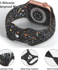 Alternative view of Sport Strap for Apple Watch Band 44mm 45mm 46mm 49mm/38mm 40 41mm Colored Particles Rubber Band IWatch Ultra 11 10 9 8 7 6 5 SE