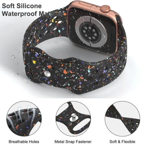 Alternative view of Sport Strap for Apple Watch Band 44mm 45mm 46mm 49mm/38mm 40 41mm Colored Particles Rubber Band IWatch Ultra 11 10 9 8 7 6 5 SE