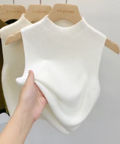 Women Knitted Tank Top Summer Fall Slim Sweater Short Sleeveless Solid Spring Autumn Sweaters Pullovers 2026
