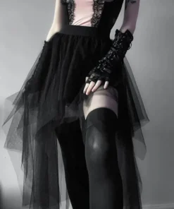 Alternative view of High-Waisted Gothic Style Net Skirt for Women