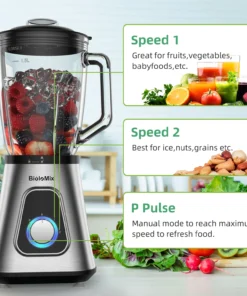 Alternative view of BioloMix 1300W Smoothie Blender with 1.5L Glass Jar for Frozen Drinks and Sauces
