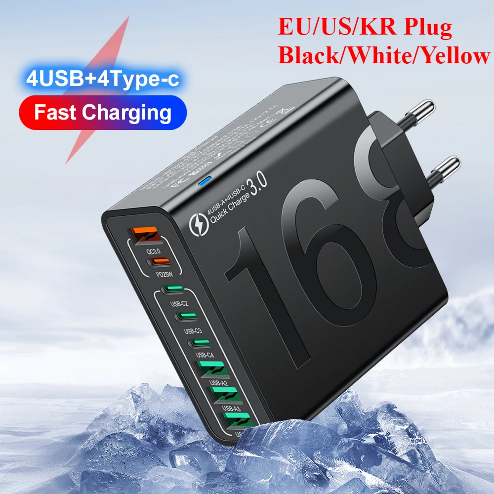 8-Port USB-C Wall Charger - Fast Charging Adapter for Mobile Devices