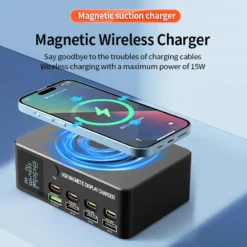 Alternative view of GaN USB Type C Fast Charger with 220W Power Delivery for iPhone 16, 15 Pro Max, and MacBook Air