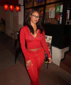 Alternative view of Woman Clothes 2 Piece Set 2026 New Fashion Ins Style Solid Color Women's Sexy Open Collar Two-piece Long-sleeved Suit Tracksuit