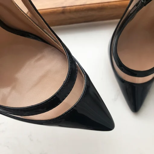 Transparent Patchwork Slingback High Heel Shoes with Pointy Toe for Women - Image 6