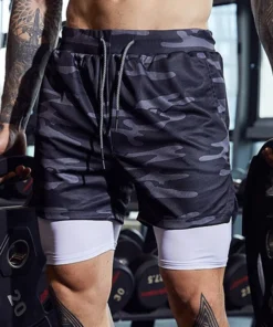Alternative view of Men Sport Shorts Sportswear Double-deck Running Shorts 2 In 1 Beach Bottoms Summer Gym Fitness Training Jogging Short Pants Men
