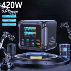 GaN Charger 420W PPS PD3.1 Fast Charging Station with Digital Display for MacBook and iPhone 17