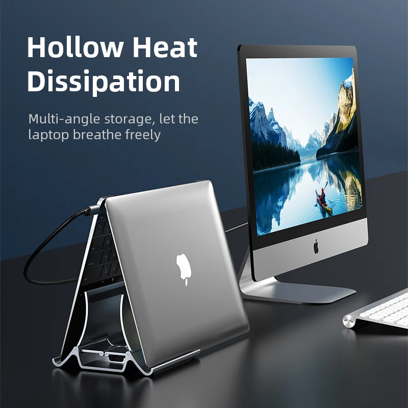 CABLETIME Vertical Laptop Stand with Heat Dissipation and Non-slip Silicone for MacBook and Tablets - Image 4
