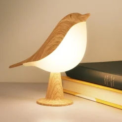 Cordless Bird Table Lamp with USB Rechargeable Design and 3-Color Dimming for Kids