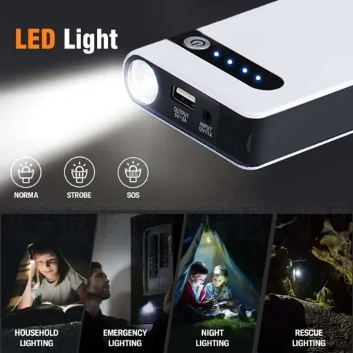 Portable Car Battery Charger Jump Starter 2000A Peak Current for 12V Vehicles - Image 4