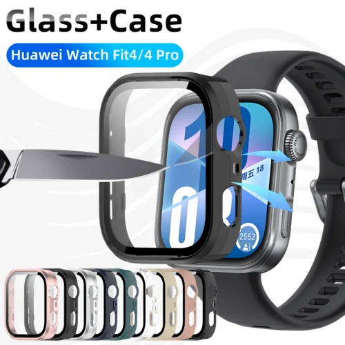 Glass+Case for Huawei Watch Fit 4/4 Pro Tempered Glass Screen Protector & Hard PC Protective Bumper for Huawei Fit4 Accessories