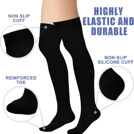 Thigh High Compression Socks for Circulation Over the Knee for Running, Travel, and Gym Use - Image 2