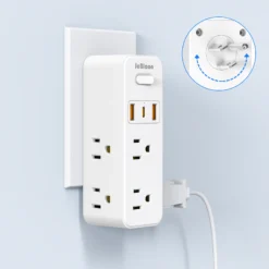 360° Rotating Power Strip with 6 AC Outlets and 3 USB Ports for Home Use
