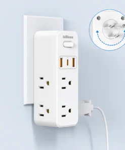 360°Rotating Plug US Power Strip with 6 AC Outlets 3 USB Ports 1 Type-C,Multiple Wall Socket with Switch Network Filter for Home