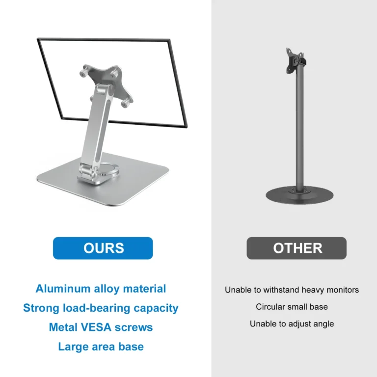Monitor Stand Support Aluminum Alloy Desktop 360 VESA 75x75mm Suitable for M4 Screws Max Load 5KG Holder - Image 6