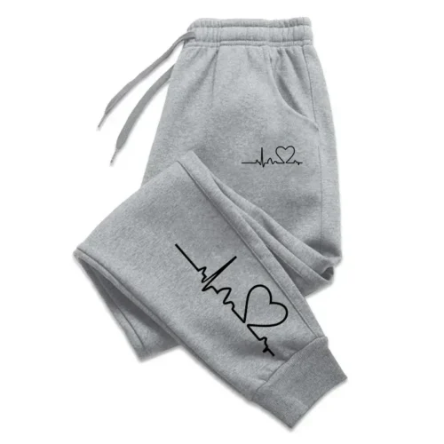 Alternative view of High-Quality Women's Heart Print Sweatpants for Casual Fitness and Jogging