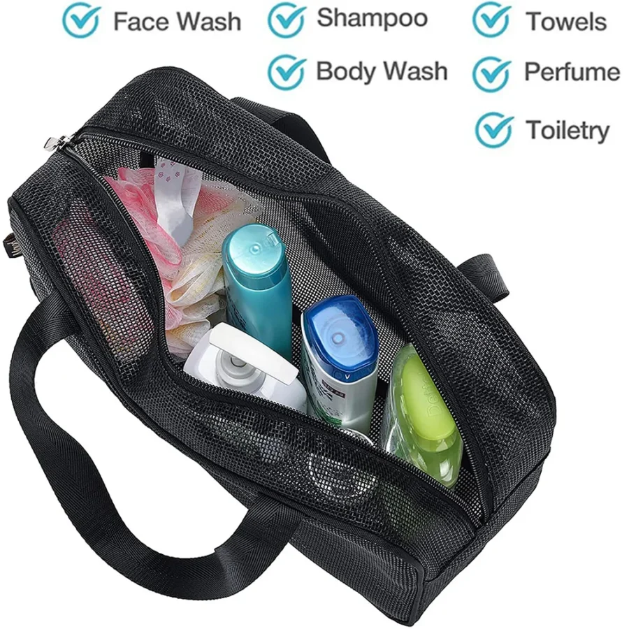 Mesh Shower Caddy Tote Bag - Large Capacity Cosmetic and Toiletry Organizer - Image 3