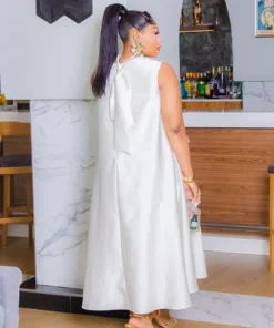 Alternative view of Elegant African Traditional Midi Dress for Women - Sleeveless Stretchy Silk Look