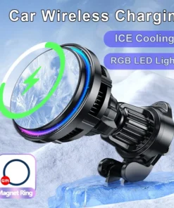 ice Cooling Magnetic Wireless Car Charger Stand for iPhone 16 15 14 13 12 Pro Max MacSafe Car Phone Holder Fast Charging Station