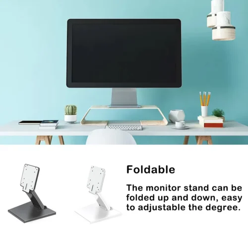 Monitor Stand Bracket 75mm Desktop Foldable PC LCD Mount Holder Upright Hanger Computer Support for 17-24 Inch Black