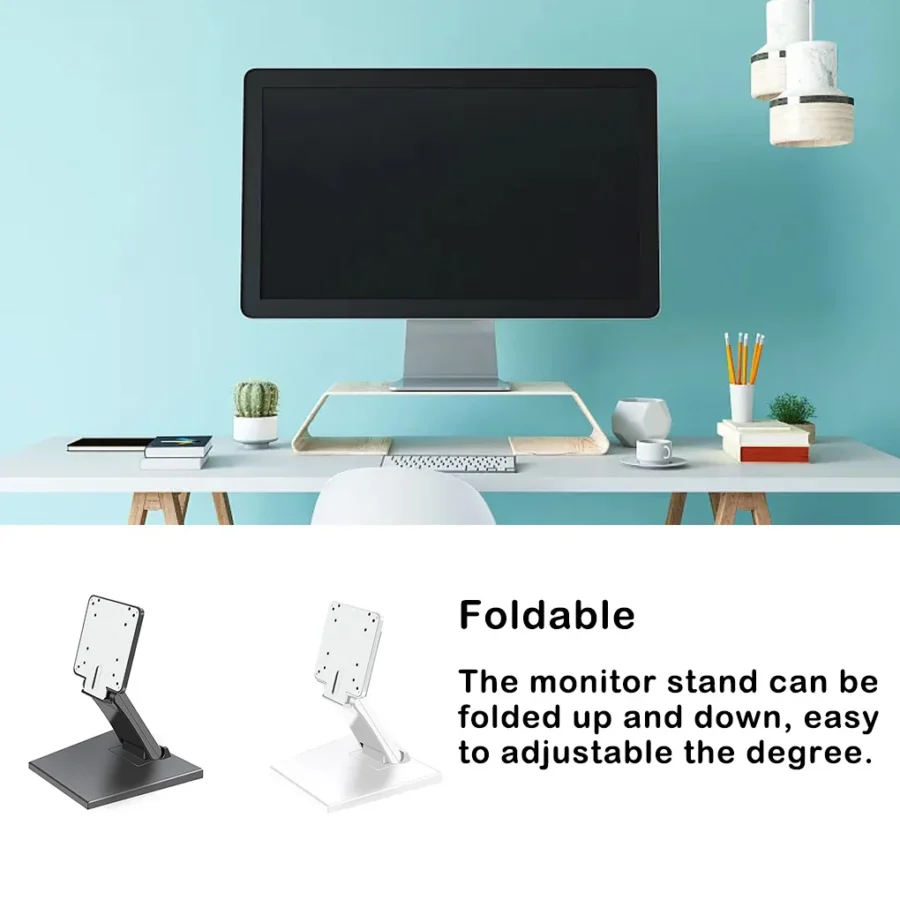 Monitor Stand Bracket 75mm Desktop Foldable PC LCD Mount Holder Upright Hanger Computer Support for 17-24 Inch Black - Image 7