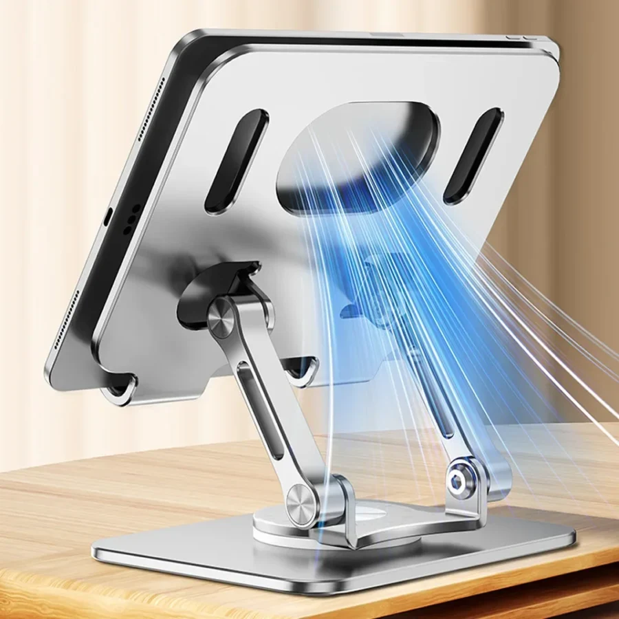 360° Rotation Adjustable Tablet Stand for iPad – Foldable Aluminum Holder - Image 5