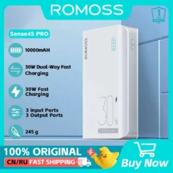 ROMOSS Power Bank 10,000 mAh with 30W Fast Charging for Smartphones