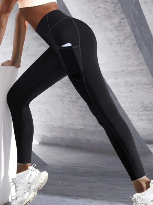 High Waist Yoga Leggings with Pockets - Stretch Fit Sportswear for Women - Image 3