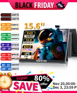 HGFRTEE 15.6" Portable 1080P Monitor with HDMI and USB-C for Gaming and Extended Display