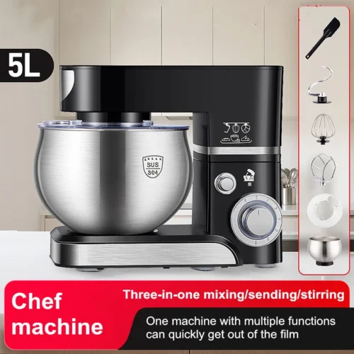 5L Stand Mixer - 3-in-1 Kitchen Machine with Dough Hook, Beater, and Whisk, 1000W мощный мотор