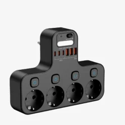 Alternative view of 4000W EU Power Strip with Smart Night Light, Individual Switches, Phone Holder, 2 USB-A & 2 USB-C