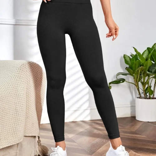 Alternative view of High-Waist Seamless Yoga Capri Pants for Women - Solid Color Options