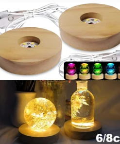 Wood Desktop Decorative Lights Base Night Light Wooden LED USB RGB Display Lamp Display Stand Lamps Holder Art Ornament