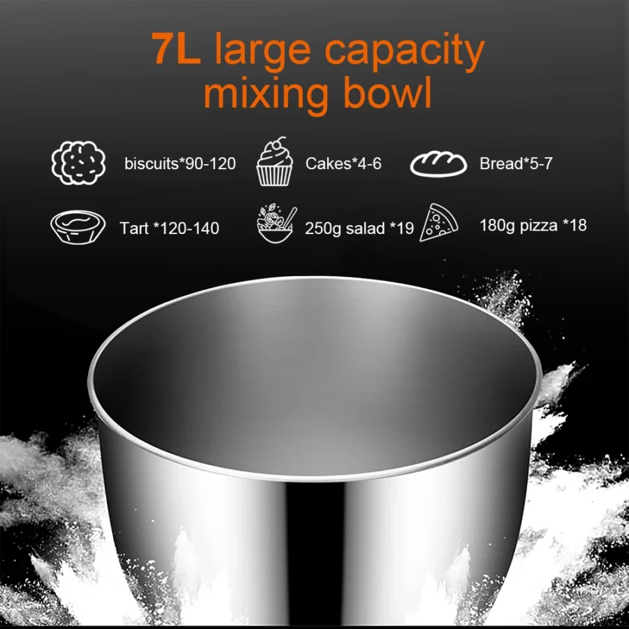 3-in-1 Stand Mixer with 7L Bowl, Blender, and Meat Grinder - Image 5