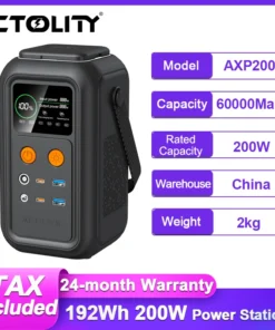 CTOLITY 200W Portable Power Station - 192Wh LiFePO4 Battery, Dual USB Type-C Ports for Camping and Emergency Use