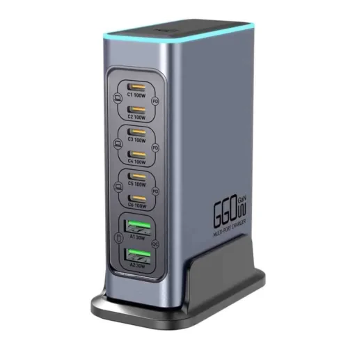 660W GaN Charger USB C Fast Desktop 8-port USB Type C PD Charging Station 3.0 USB Type C Fast Charger for iPhone16 15 Samsung
