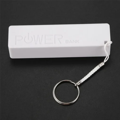 Portable Power Bank Charger with Keychain - White, 18650 Batteries Not Included - Image 5