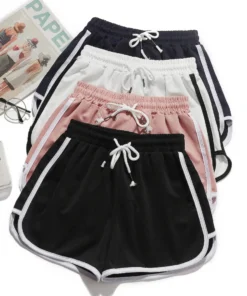 Women yoga Shorts Summer outer wear mid-waist casual loose straight pants lady stylish thin breathable wide leg gym short pants
