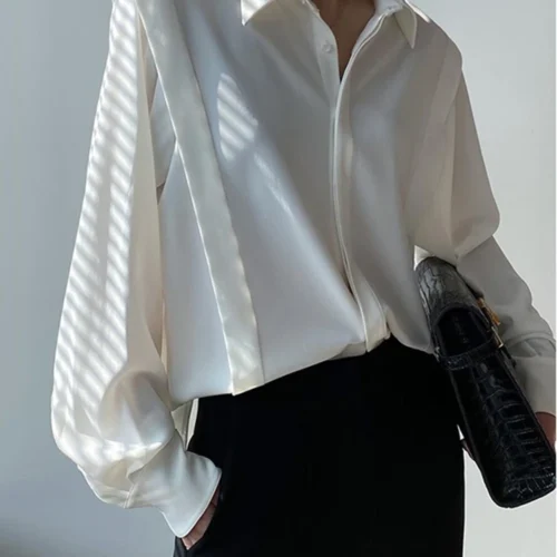 Design Office Ruffles White Shirts Blouses Women Casual Polo Collar Tops Korean Spring Long Sleeve Camisas Streetwear OL Blusas