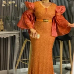 Plus Size Maxi Dress - Elegant Sequin Dashiki Gown for Weddings