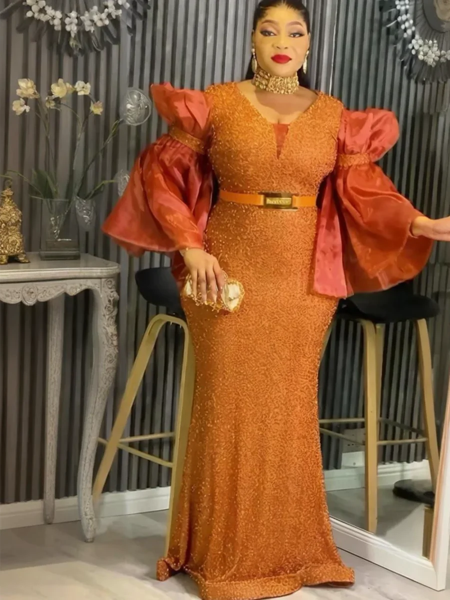 Plus Size African Dashiki Dress - Elegant Sequin Maxi Gown for Weddings - Image 5