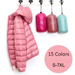 Lightweight Packable Hooded Puffer Jacket Available in 15 Colors for Plus Size Women