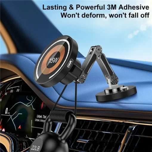 Magnetic Wireless Car Charger Stand for iPhone 15/14/13/12 - Fast Charging Holder - Image 5