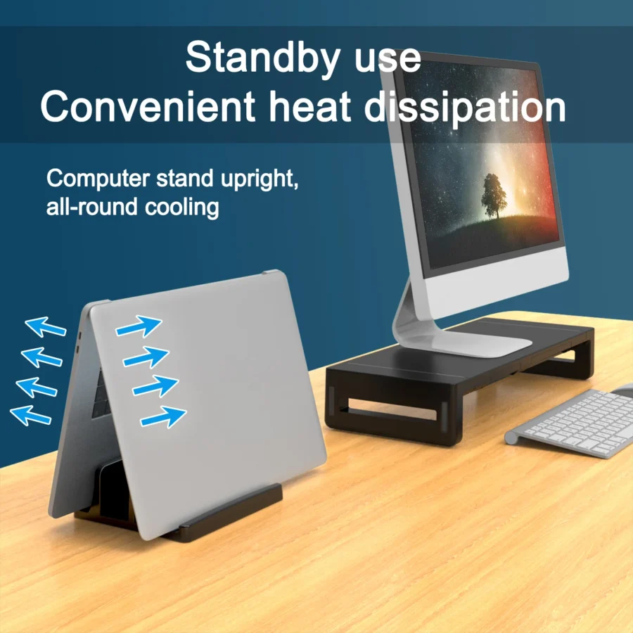 Vertical Laptop Stand - 3-Slot Desk Holder and Docking Station for MacBooks, Tablets, and Phones - Image 4