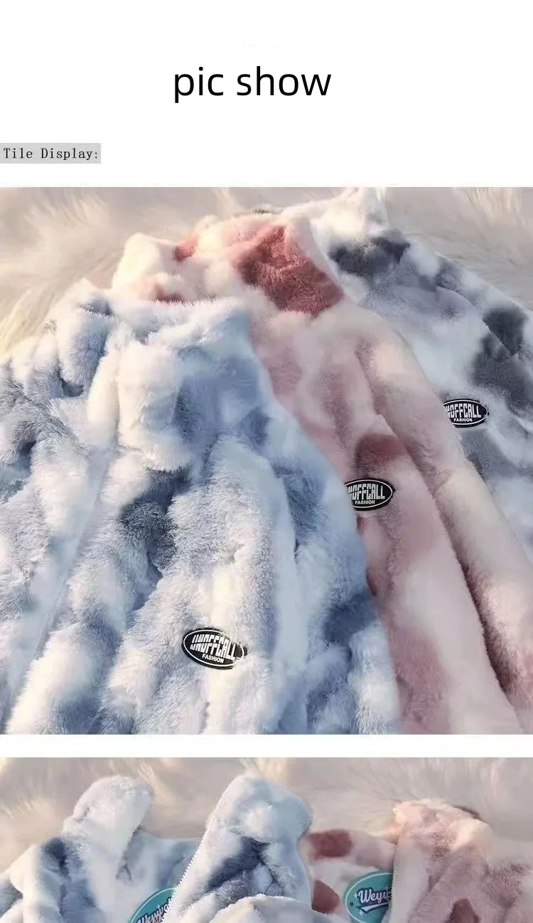 Women’s Tie Dye Fleece Jacket - Warm Zipper Outerwear for Autumn/Winter - Image 6