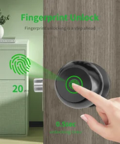 Alternative view of Smart Fingerprint Bluetooth Door Lock with Tuya App Control and USB Charging