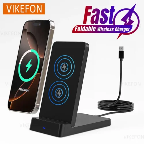 Wireless Charger Phone Desktop Folding Holder Stand For iPhone 16 15 14 13 12 Pro Max Samsung S24 Xiaomi Fast Charging Station