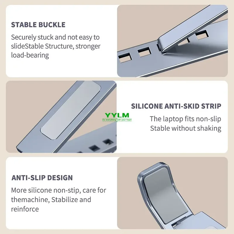 YYLM Aluminum Adjustable Laptop Stand - Portable and Foldable for MacBook and Notebooks - Image 5