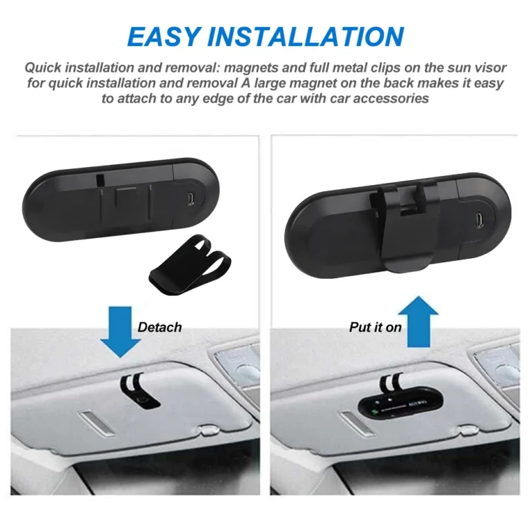 Bluetooth Car Speakerphone with Sun Visor Clip - Wireless Audio Receiver and MP3 Player - Image 6