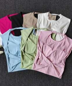 Sexy Short Yoga Top Backless Fixed Chest Pad Sports T-shirt Vest Women's Tight Quick Drying Slimming Yoga Suit Top Clothing